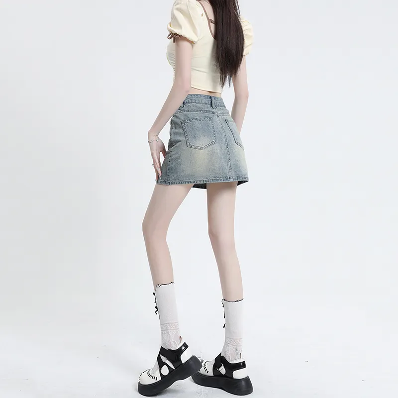 Ordifen Denim Short Skirts Women's-3