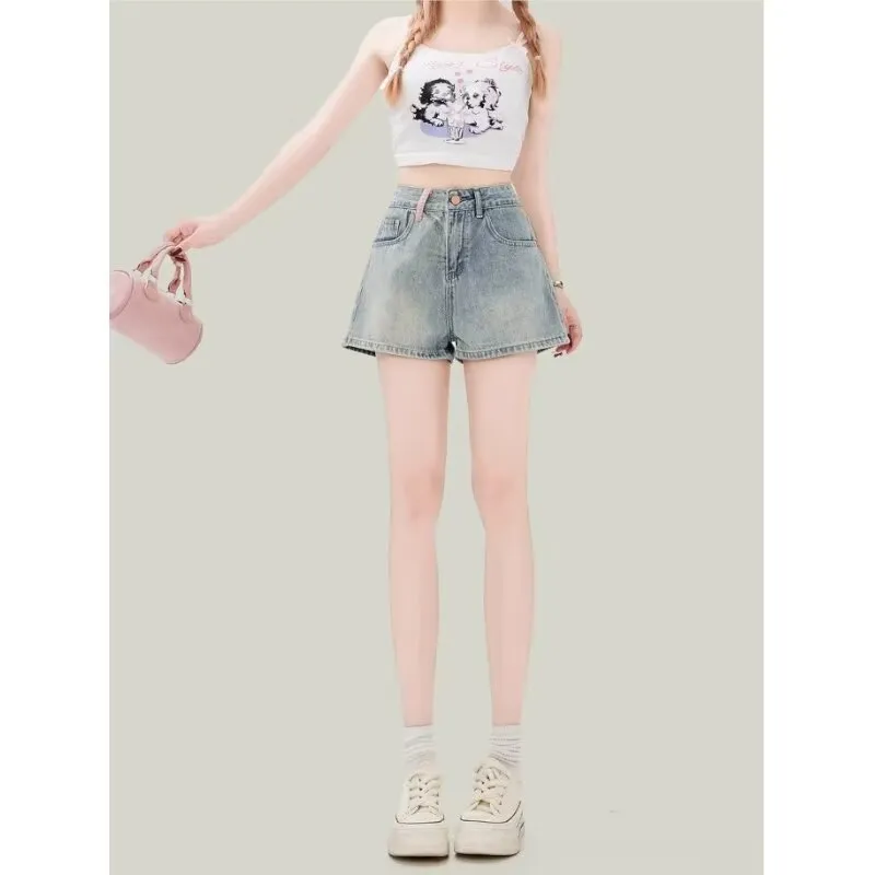 Ordifen Denim Shorts Women's Light Blue-4