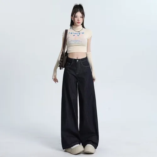 FAWENXIANGZI Spring, Fall Jeans Womens Black