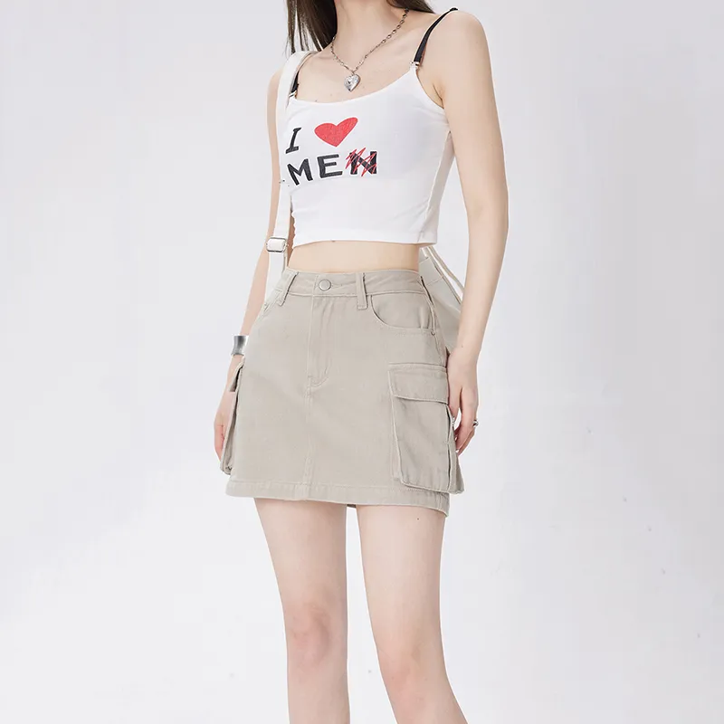 Ordifen Denim Short Skirts Women's-6