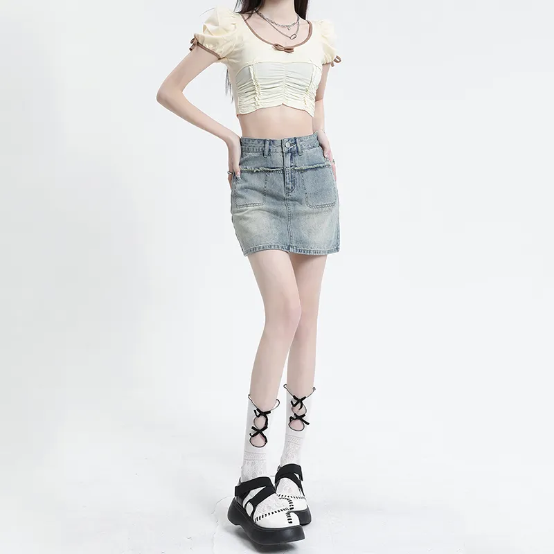 Ordifen Denim Short Skirts Women's-2