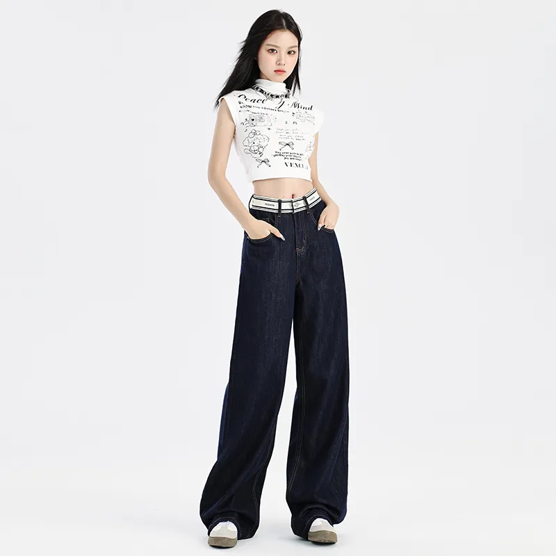Ordifen Jeans Women's Denim Dark Blue-4