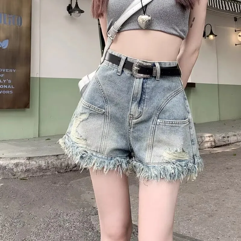 Ordifen Denim Shorts Women's Blue-2