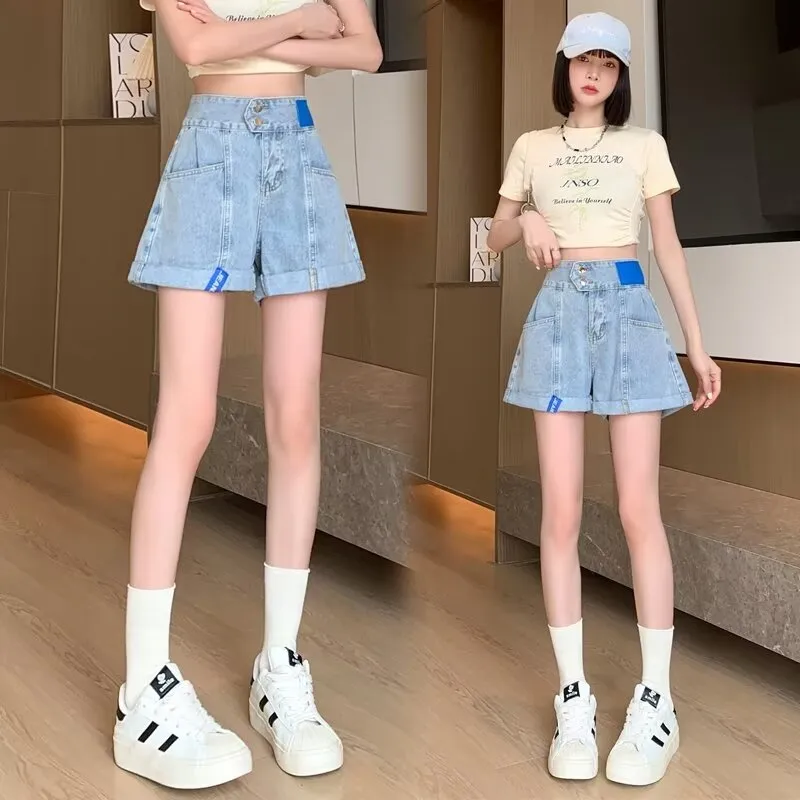 Ordifen Denim Short Skirts Women's Blue-4