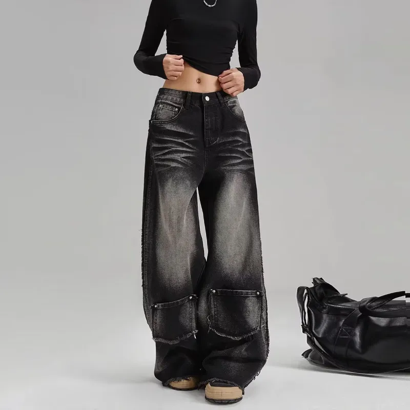 Ordifen Jeans Women's Black Gray Color-3
