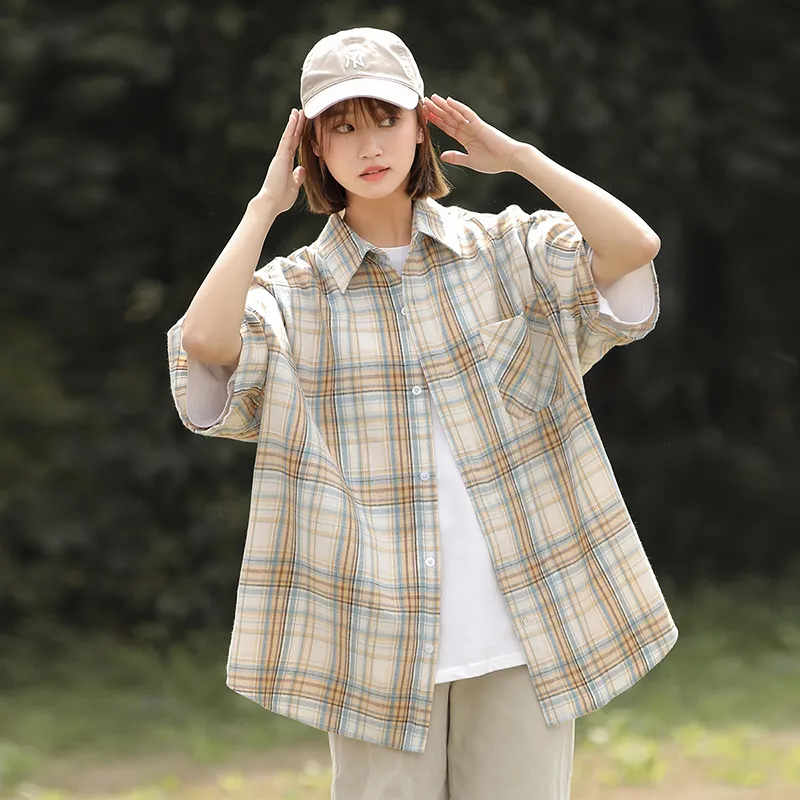 Ordifen Shirts Women's Yellow Plaid-4