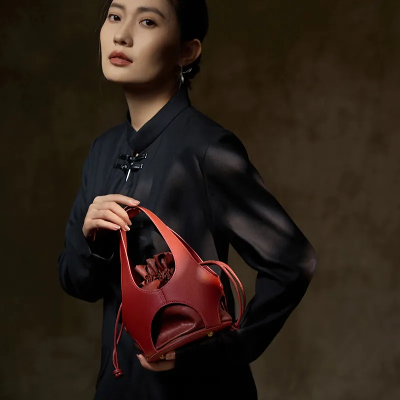 Liang Jin Ji Mulberry Silk Handbag Women's Red/Purple-4