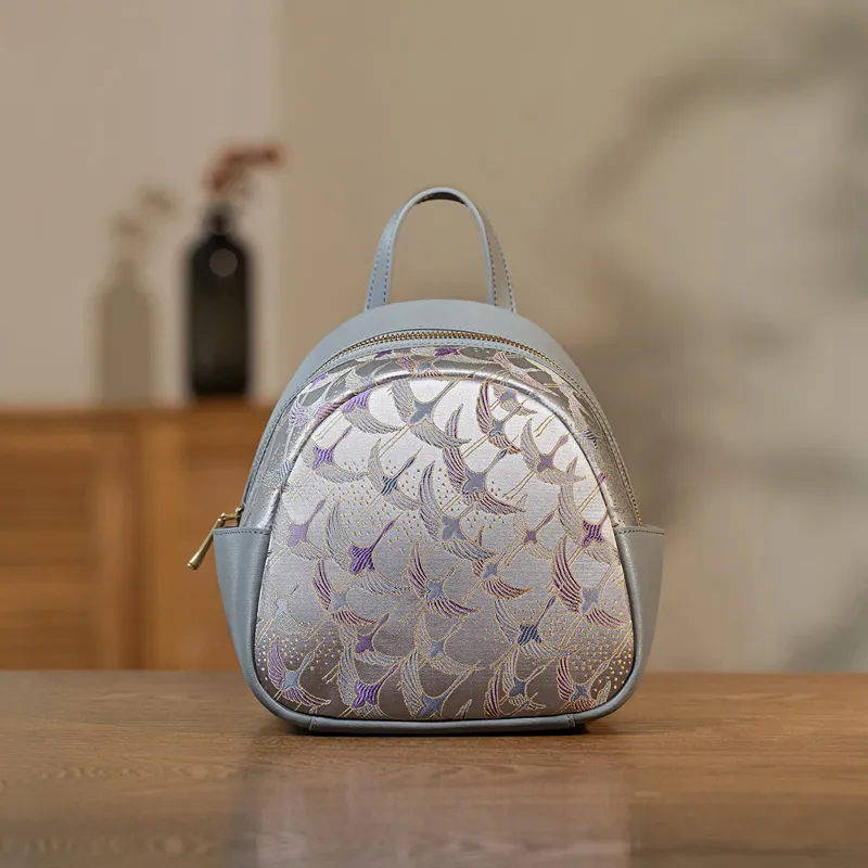 Liang Jin Ji Mulberry Silk Backpack Medium Size Women's Multicolor-1