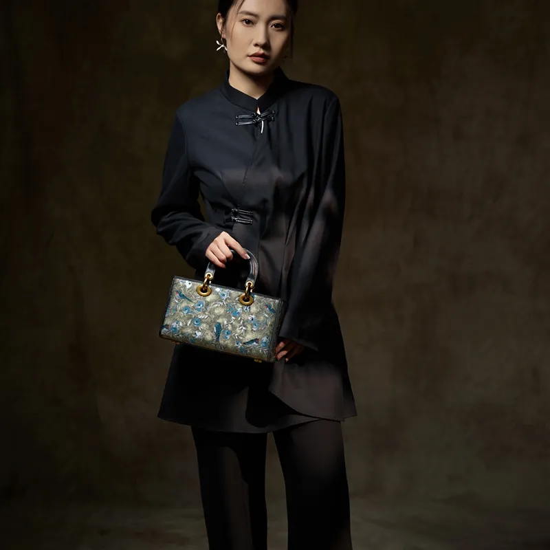 Liang Jin Ji 100% Mulberry Silk One Shoulder Handbag Medium Size Women's Multicolor-7