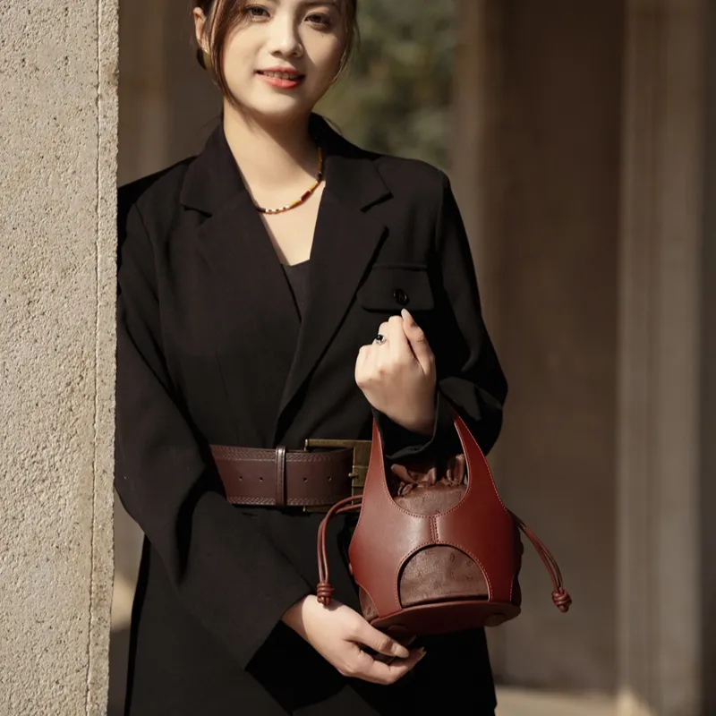 Liang Jin Ji Mulberry Silk Handbag Women's Red/Purple-6