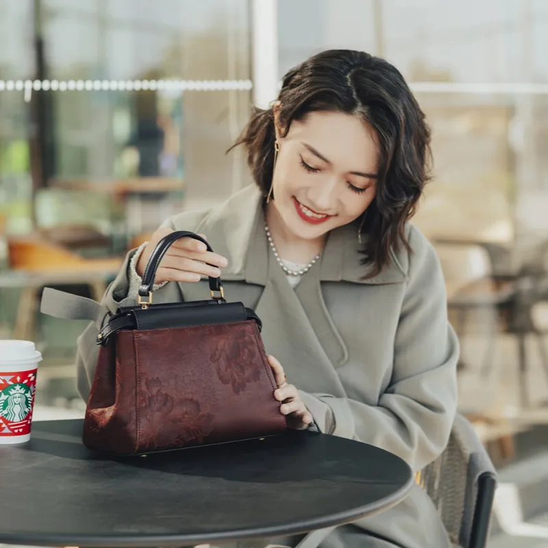 Liang Jin Ji Xiangyun Gauze With Cow Leather Handbag Regular Women's Multicolor-8