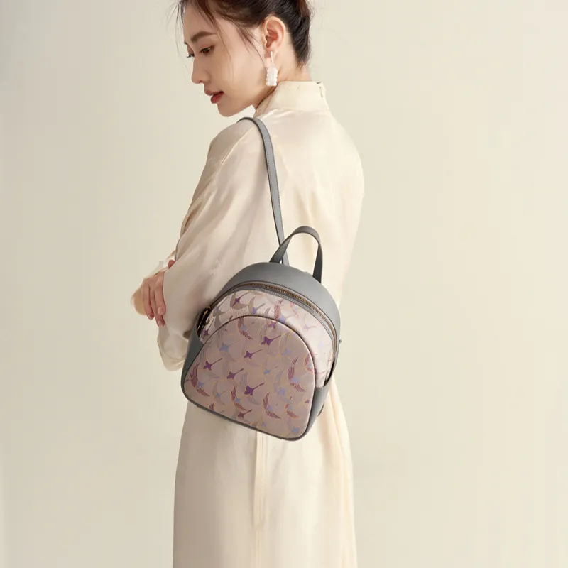 Liang Jin Ji Mulberry Silk Backpack Medium Size Women's Multicolor-3