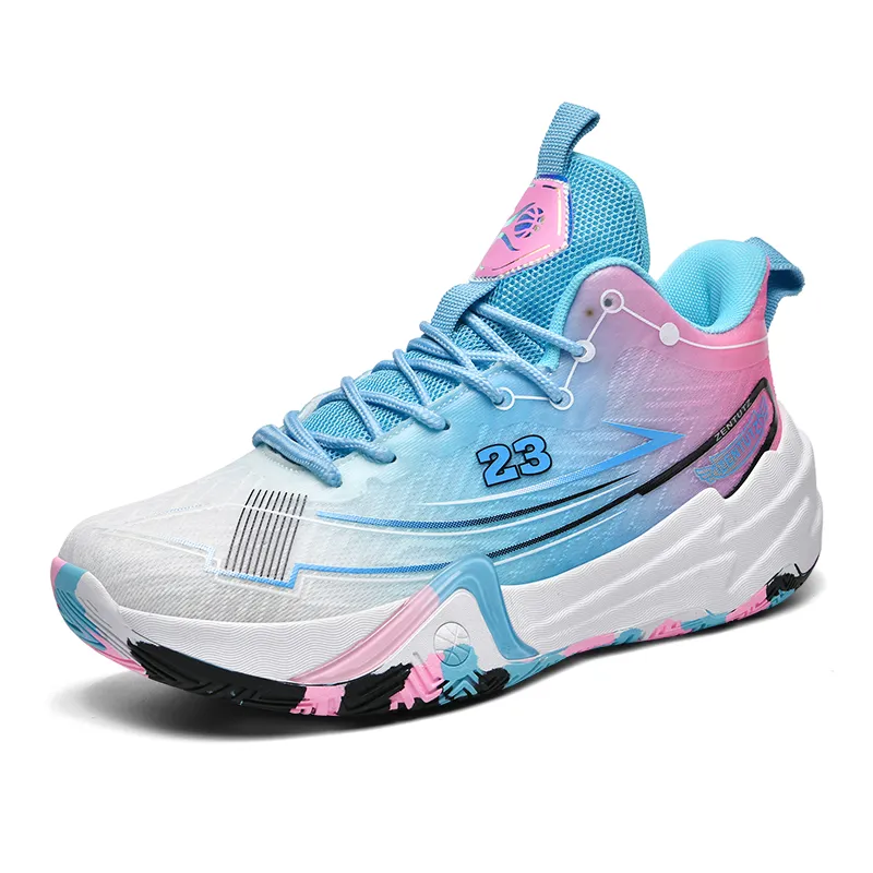 MUSHILANDI Cushioning And Breathable High Top Basketball Shoes Unisex White Blue-17