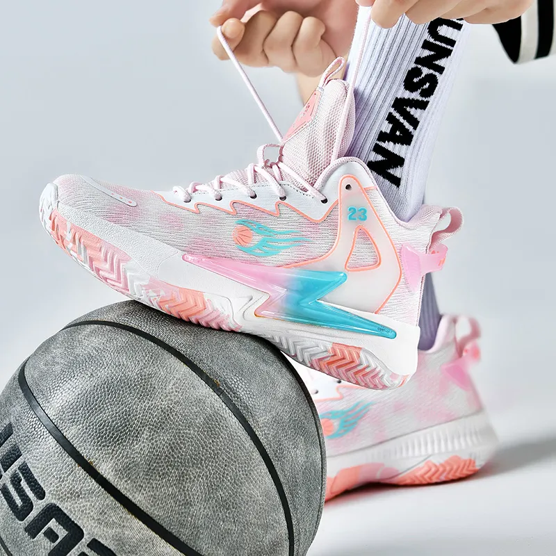 MUSHILANDI Cushioning, Breathable, And Resilient Design Basketball Shoes Unisex White Pink-9