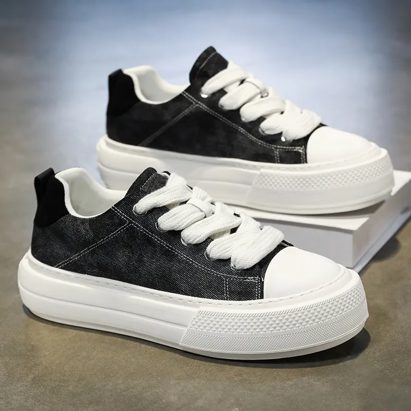 MUSHILANDI Breathable Height Increase Low Top Canvas Shoes Men's-2