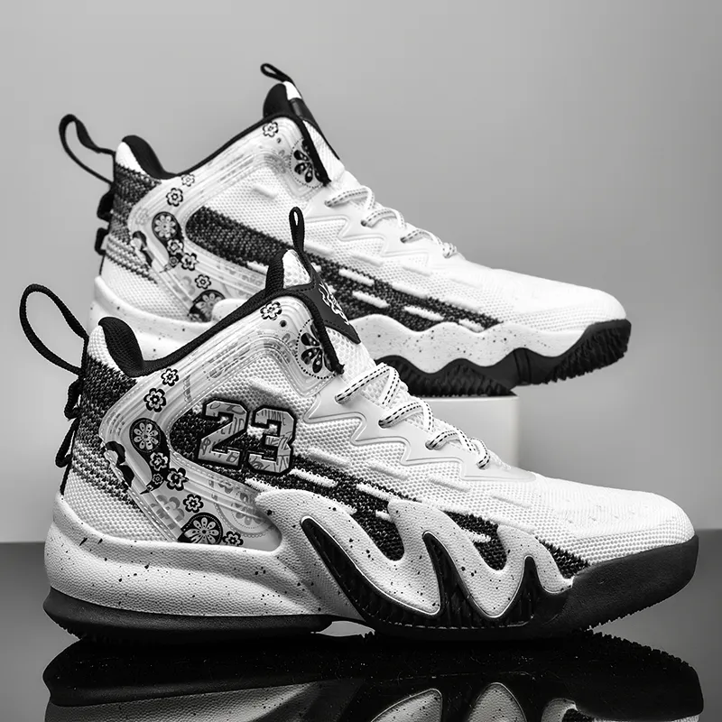 MUSHILANDI Slip Resistant Breathable Height Increasing Rebound Mid Top Basketball Shoes Unisex-23