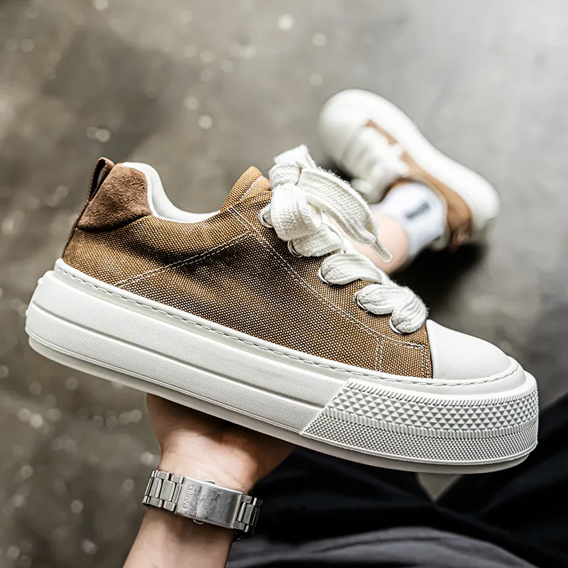 MUSHILANDI Breathable Height Increase Low Top Canvas Shoes Men's-17