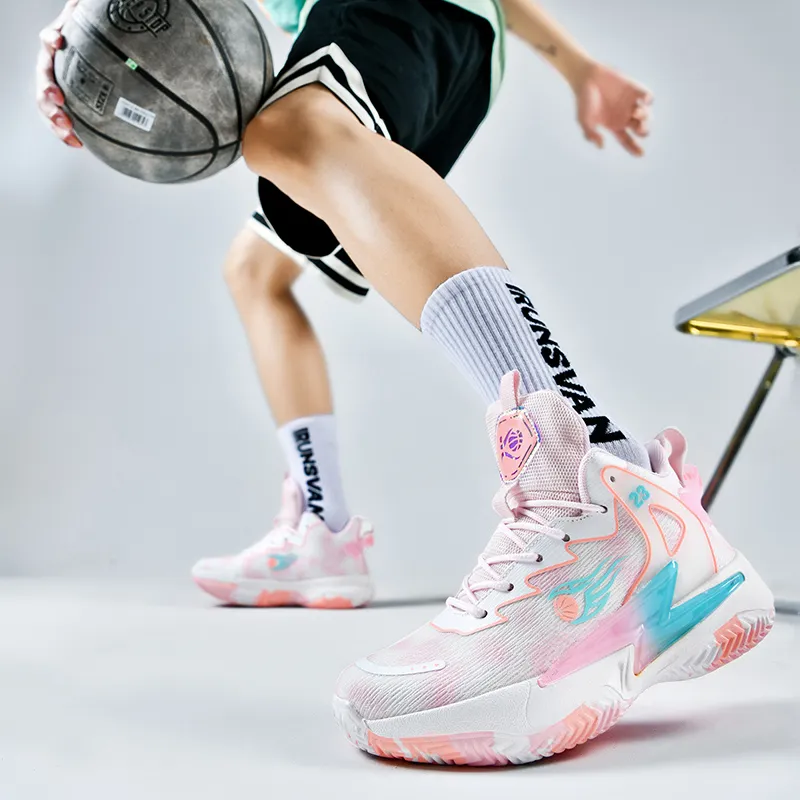MUSHILANDI Cushioning, Breathable, And Resilient Design Basketball Shoes Unisex White Pink-10