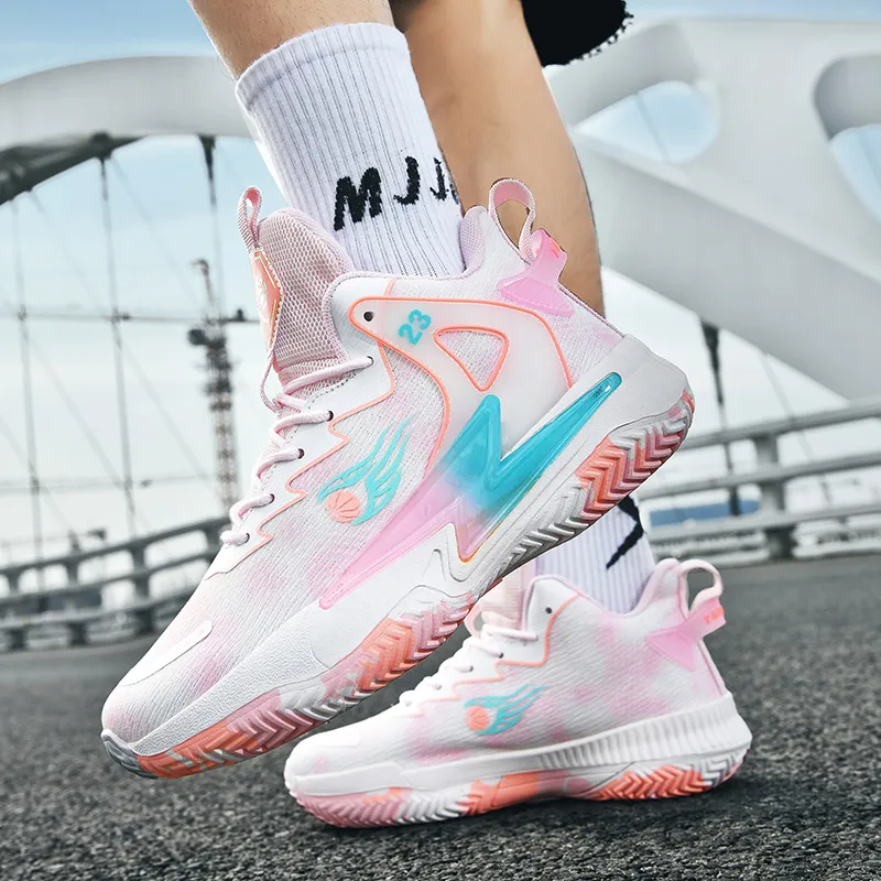 MUSHILANDI Cushioning, Breathable, And Resilient Design Basketball Shoes Unisex White Pink-6