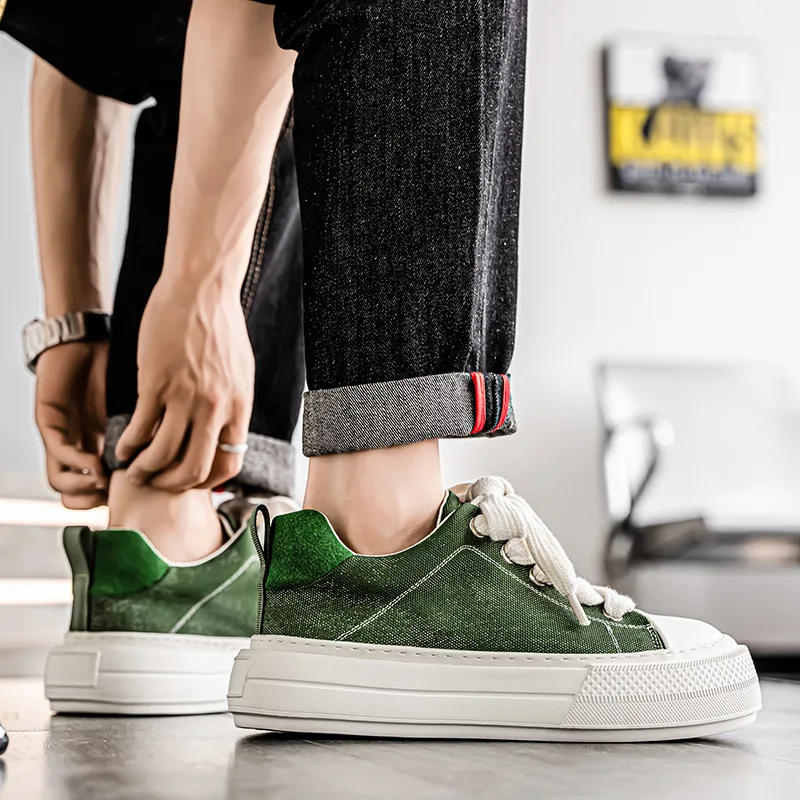 MUSHILANDI Breathable Height Increase Low Top Canvas Shoes Men's-11