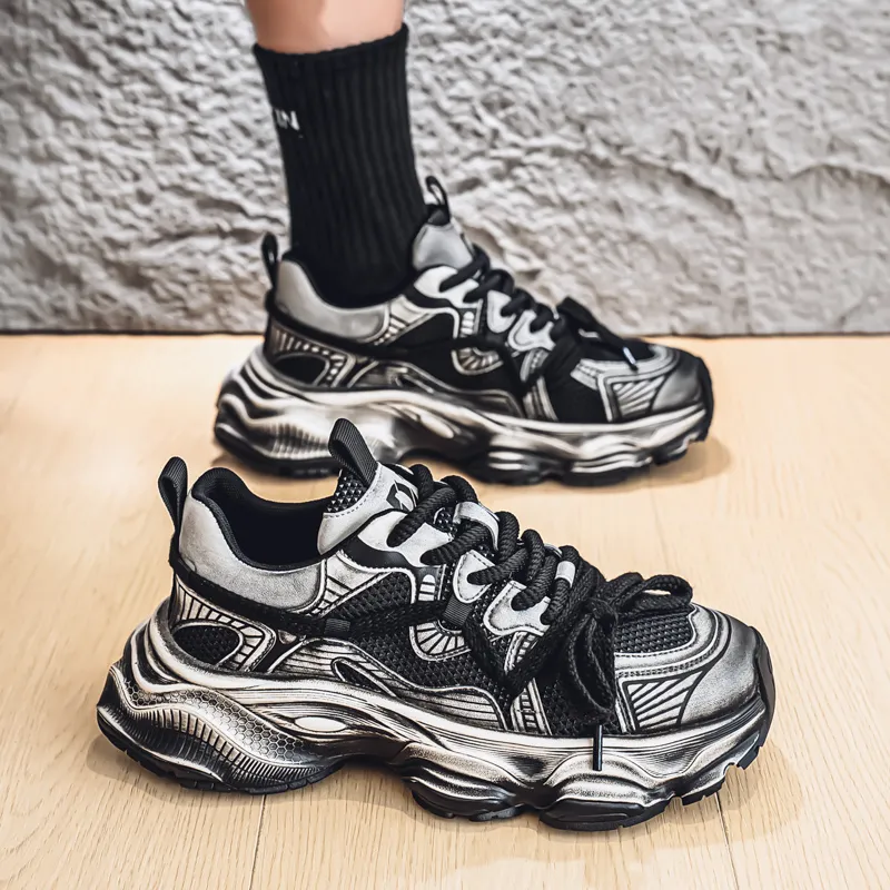 MUSHILANDI Slip Resistant And Breathable Low Top Chunky Sneakers Men's-12