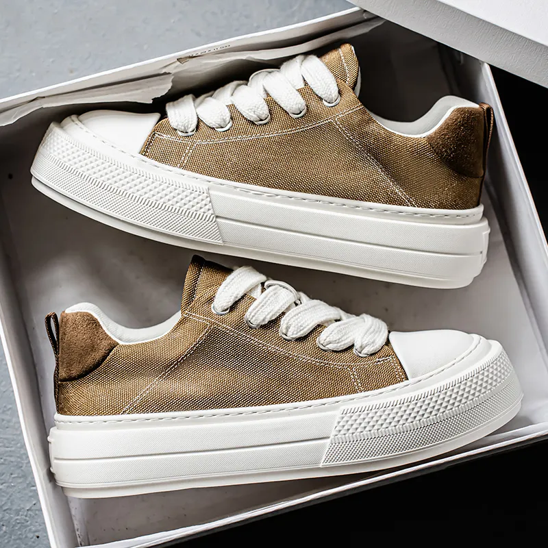 MUSHILANDI Breathable Height Increase Low Top Canvas Shoes Men's-15