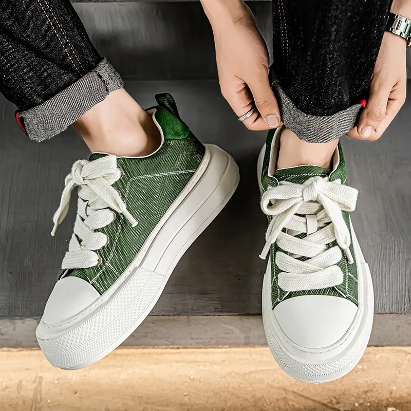 MUSHILANDI Breathable Height Increase Low Top Canvas Shoes Men's-10