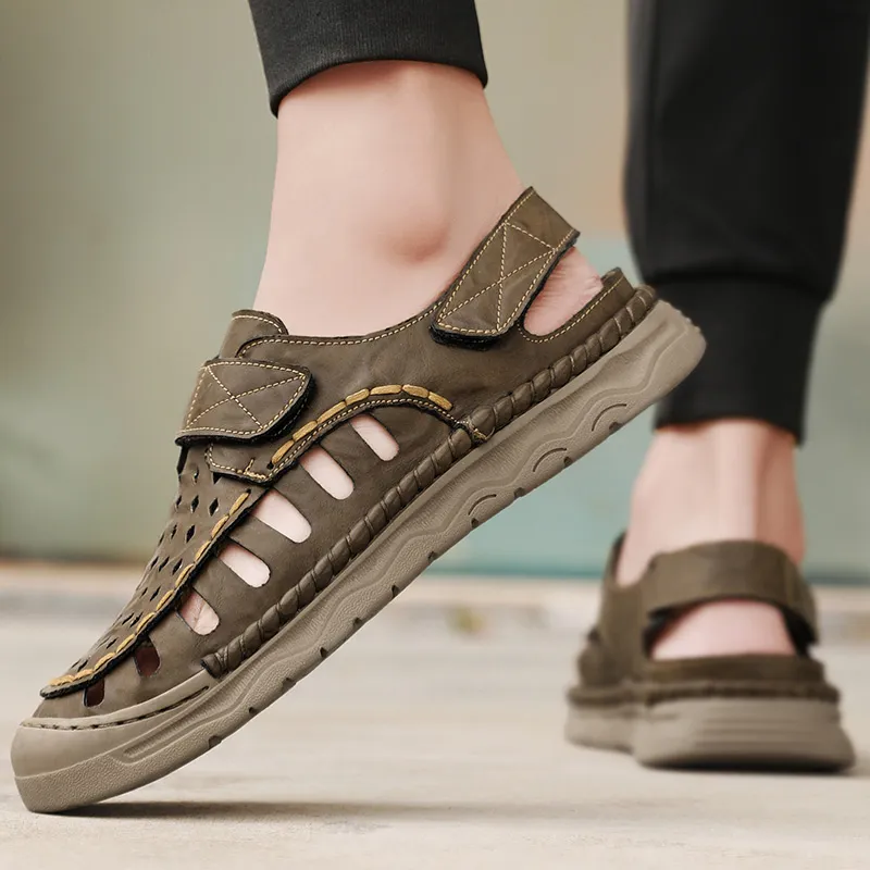 MUSHILANDI Beach Sandals Men Black/Red Brown/Khaki-17