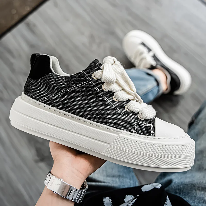 MUSHILANDI Breathable Height Increase Low Top Canvas Shoes Men's-4
