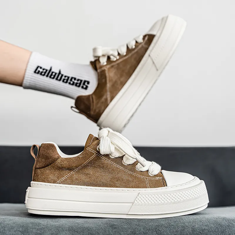 MUSHILANDI Breathable Height Increase Low Top Canvas Shoes Men's-16