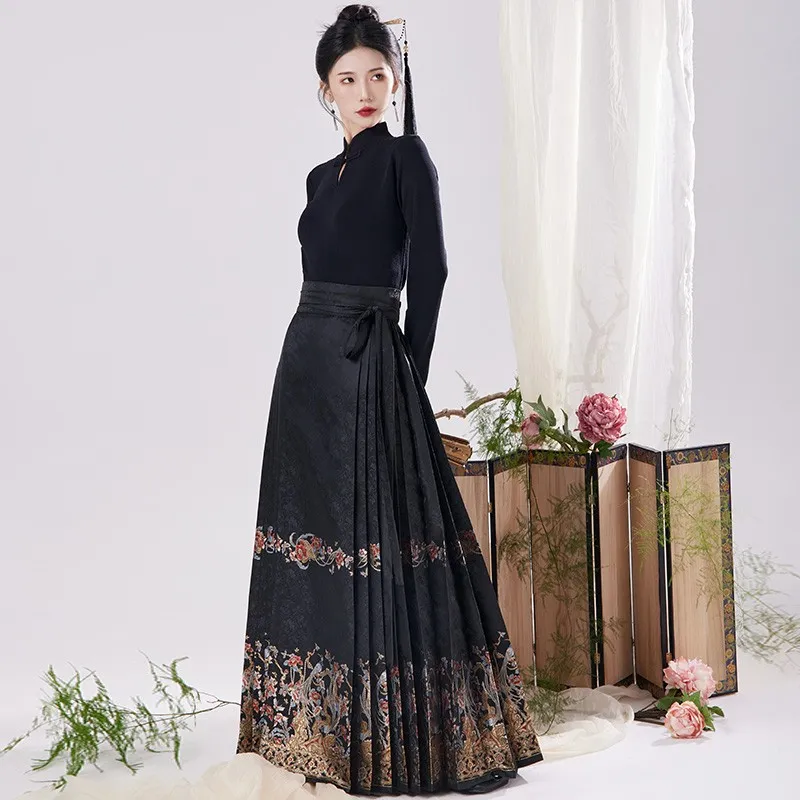 XINGHEHANGE Mamianqun Original Ming Dynasty Adult Hanfu Chinese Style Everyday Casual Long Skirt Women's-1