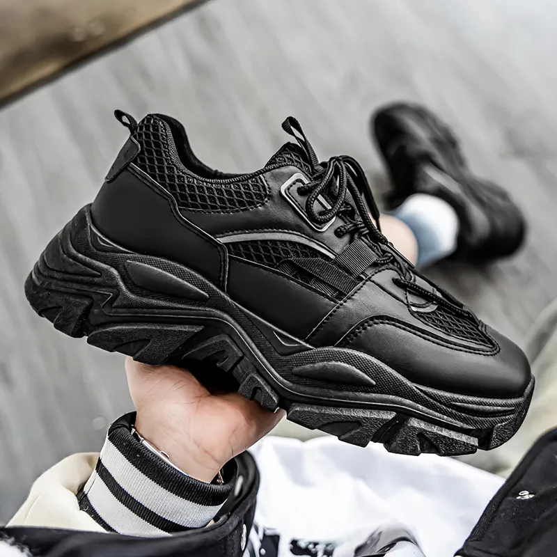 ZULISHI Chunky Sneakers Men Low Top Black/White-5