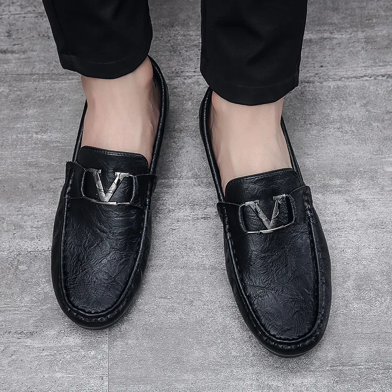 ZULISHI Gommino Loafers Men White/Black-4