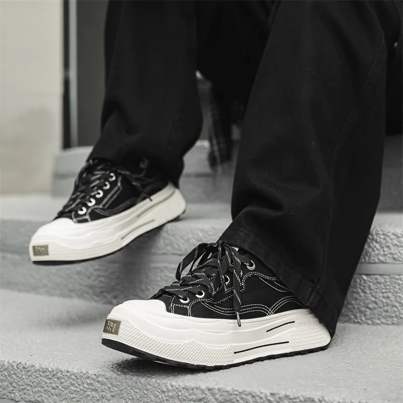 MOMGOG Low Top Skateboard Shoes Men's Black-3