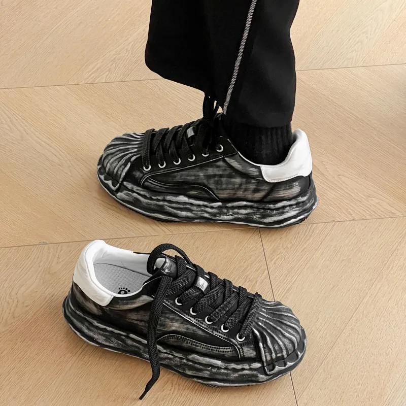MOMGOG Casual Shoes Men Low Top Black/White-11