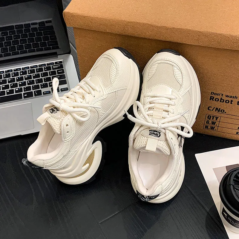 MOMGOG Breathable Height Increase Low Top Chunky Sneakers Women's-4