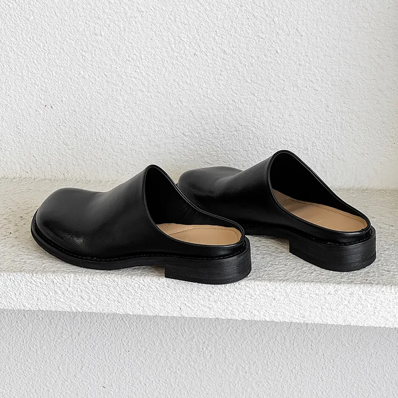 MOMGOG Rubber Sole Abrasion Resistant Slip Resistant Closed Toe Slippers Unisex Black-3