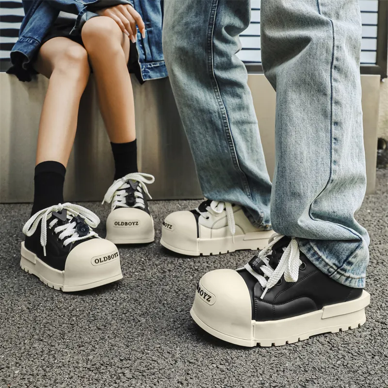 MOMGOG Breathable Height Increase Low Top Casual Shoes Unisex Black White-2