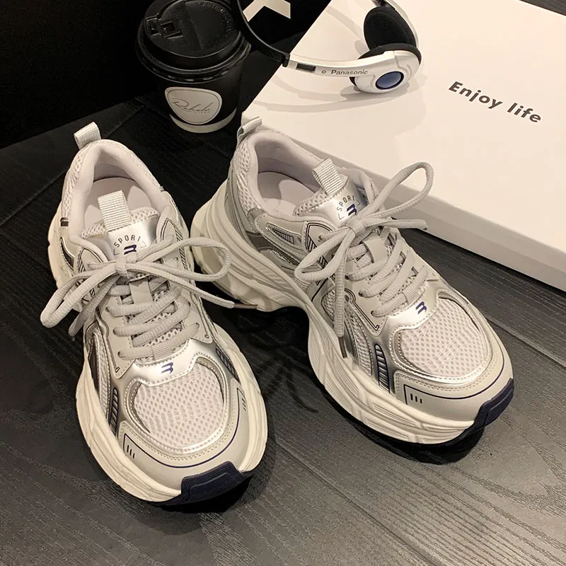 MOMGOG Breathable Lightweight Height Increasing Low Top Chunky Sneakers Women's-9