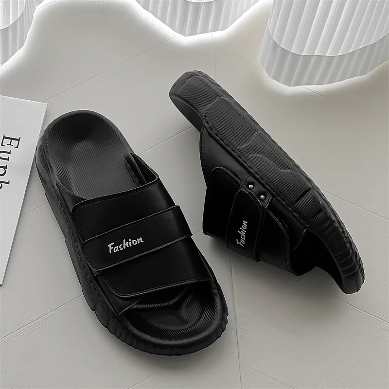 MOMGOG Rubber Sole Slide Slippers Men's Black-2