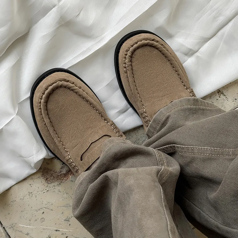 MOMGOG Men's Casual Shoes Men Low Top Khaki/Brown-5