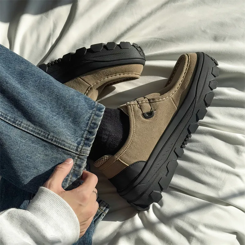 MOMGOG Men's Casual Shoes Men Low Top Khaki/Black-4