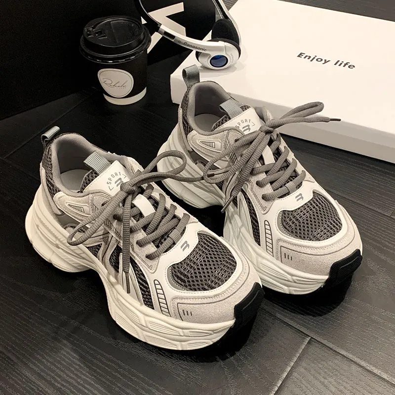 MOMGOG Breathable Lightweight Height Increasing Low Top Chunky Sneakers Women's-2