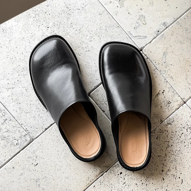 MOMGOG Rubber Sole Abrasion Resistant Slip Resistant Closed Toe Slippers Unisex Black-1