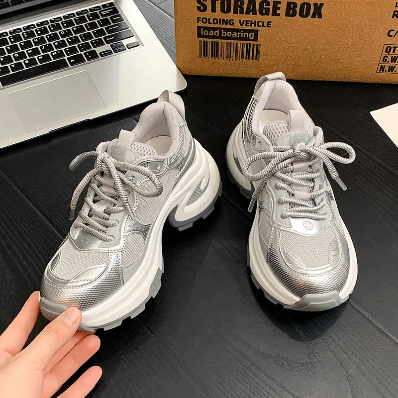MOMGOG Breathable Height Increase Low Top Chunky Sneakers Women's-8