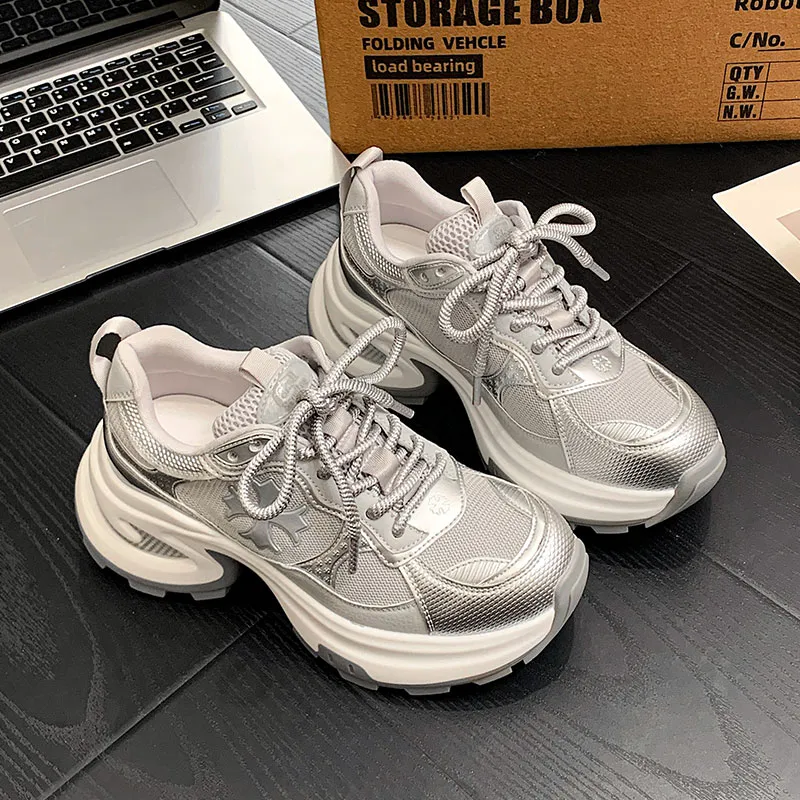 MOMGOG Breathable Height Increase Low Top Chunky Sneakers Women's-9
