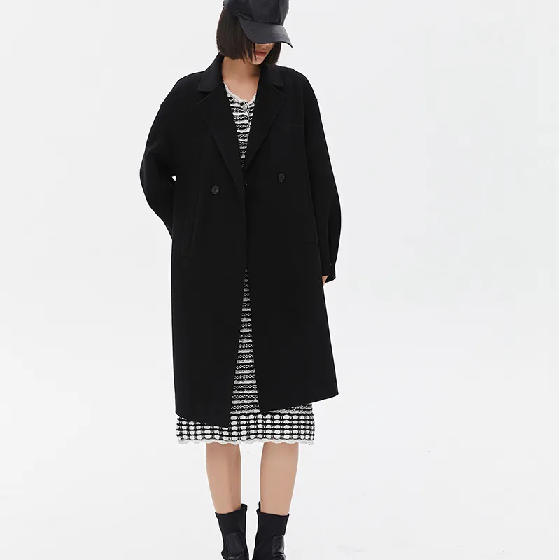 GURUI Knit Long Skirt Women's Black White Stripes-2