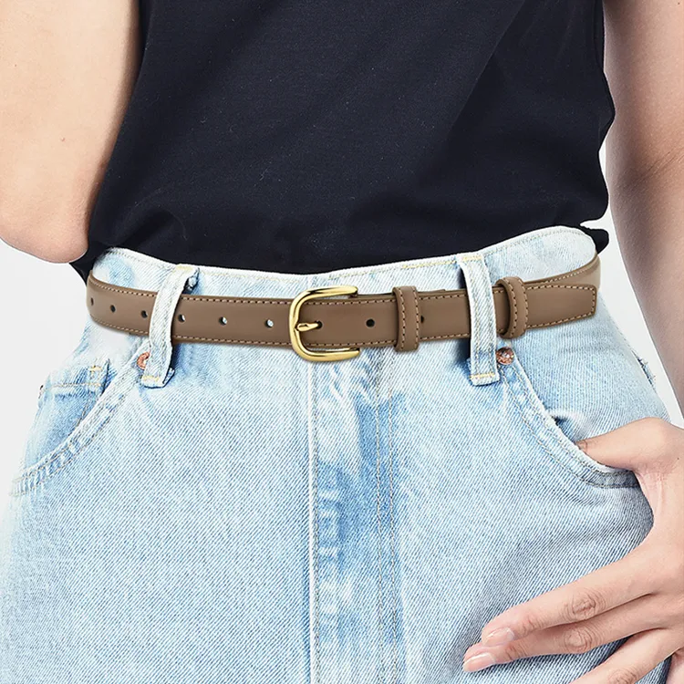 Lanza Genuine Leather Jeans Skirt Decoration Leather Belts Women's Width 2.5CM-3