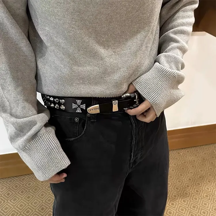 Lanza Cow Leather Belts Unisex Width 3.7CM-4