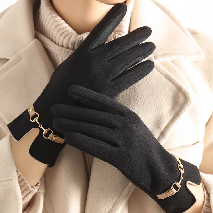 Lanza Suede Knit Gloves Women's-2